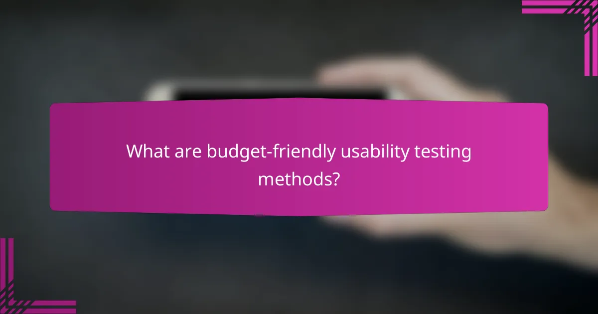 What are budget-friendly usability testing methods?