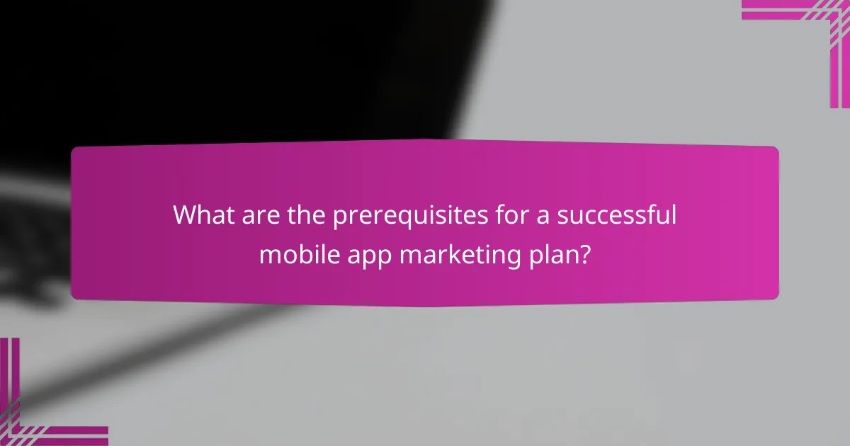 What are the prerequisites for a successful mobile app marketing plan?